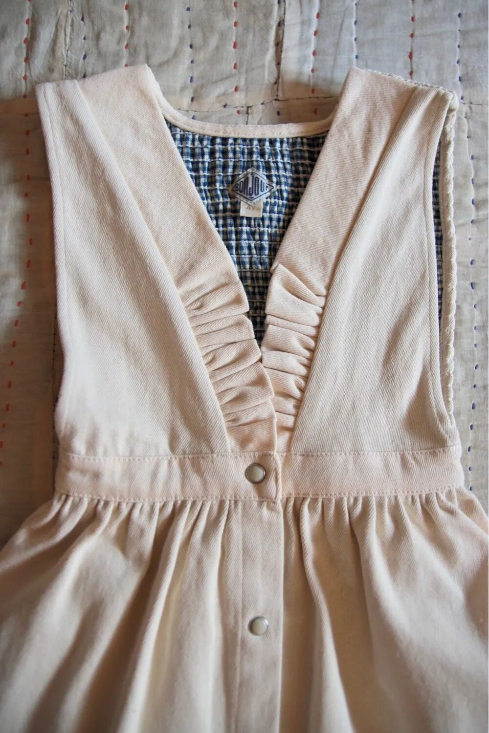 New Apron Dress in Ivory Denim by Bonjour