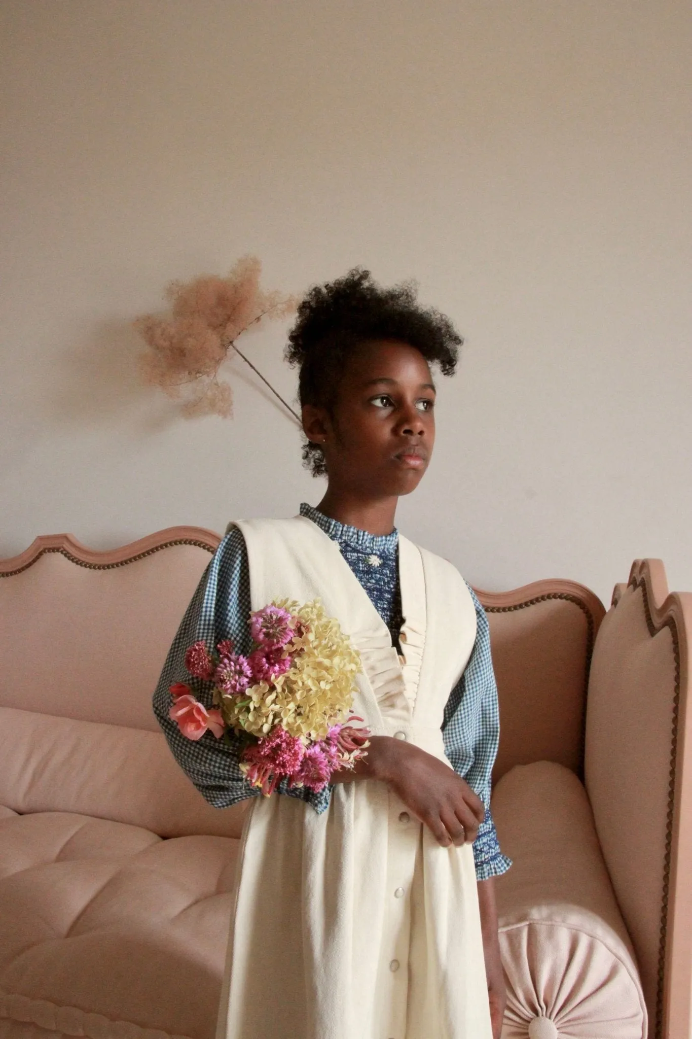 New Apron Dress in Ivory Denim by Bonjour