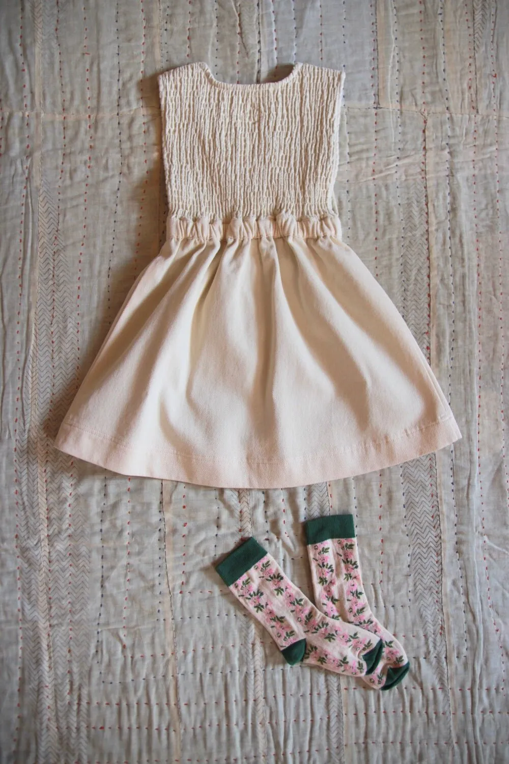 New Apron Dress in Ivory Denim by Bonjour
