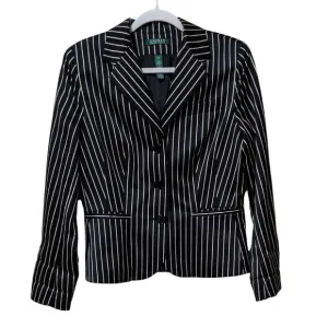 NEW Lauren Ralph Lauren racing style black sand striped Y2K career blazer size 8