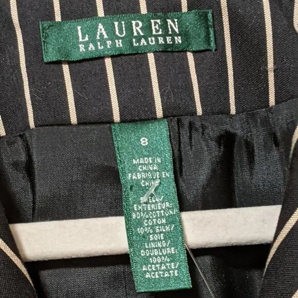 NEW Lauren Ralph Lauren racing style black sand striped Y2K career blazer size 8