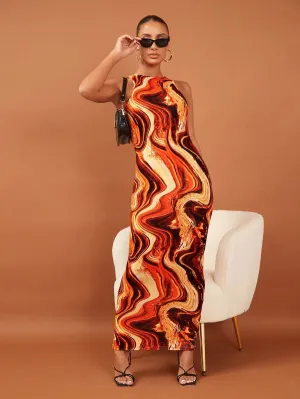 New SHEIN BAE Random Marble Print Cut Out Back Bodycon Dress, Sz XS! High Stretch will fit S/M as well, Rated 4.95 out of 5 stars!
