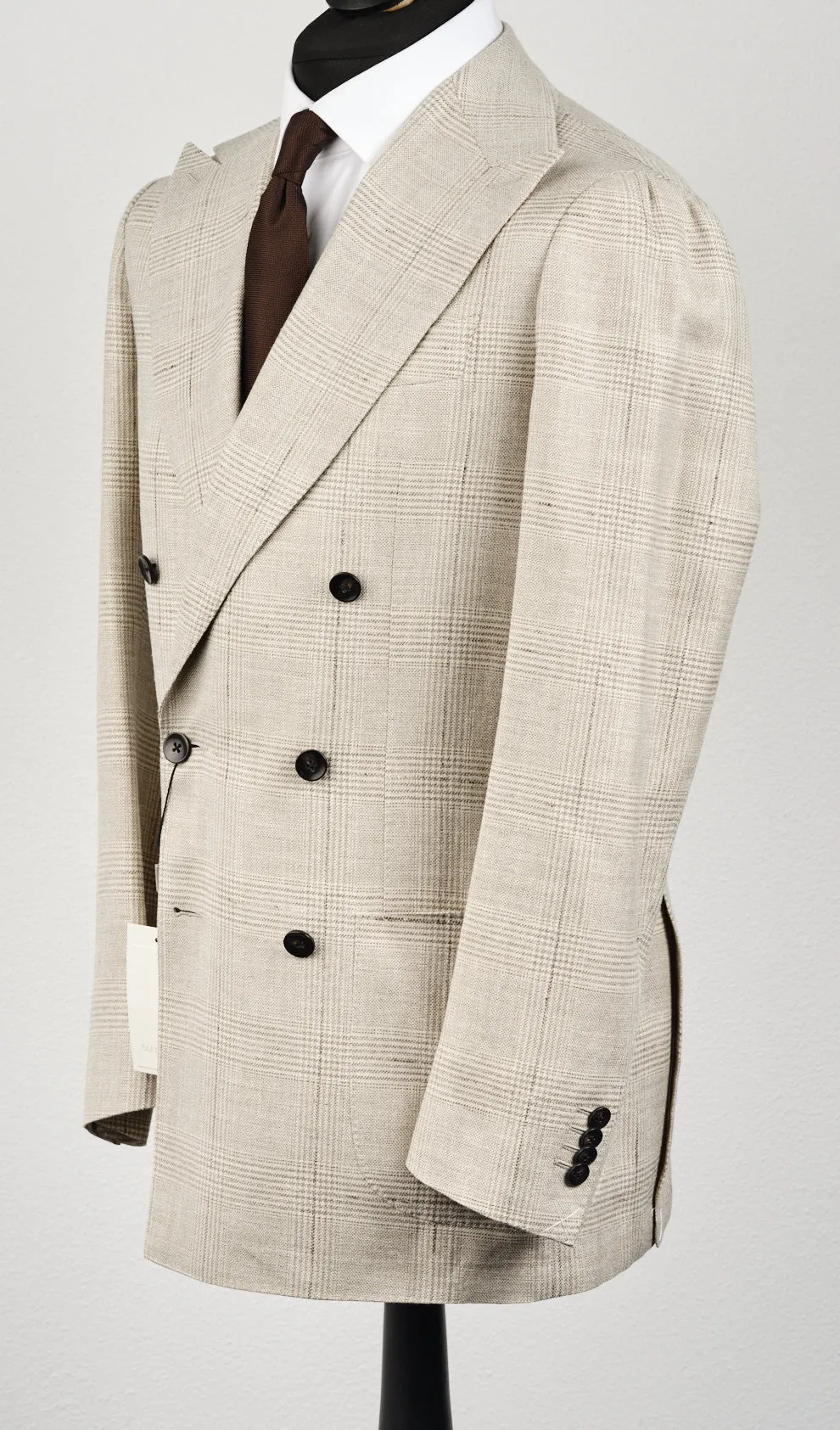 New Suitsupply Havana Light Brown Check Wool, Silk and Linen Suit - Many Sizes Available
