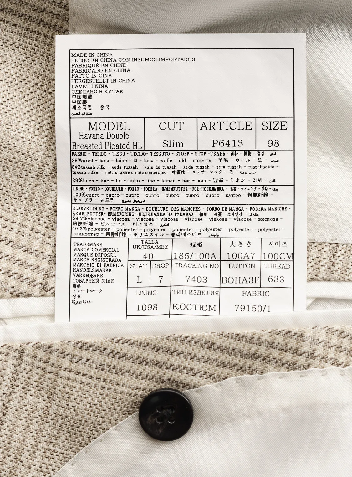 New Suitsupply Havana Light Brown Check Wool, Silk and Linen Suit - Many Sizes Available