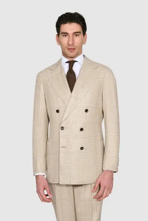 New Suitsupply Havana Light Brown Check Wool, Silk and Linen Suit - Many Sizes Available