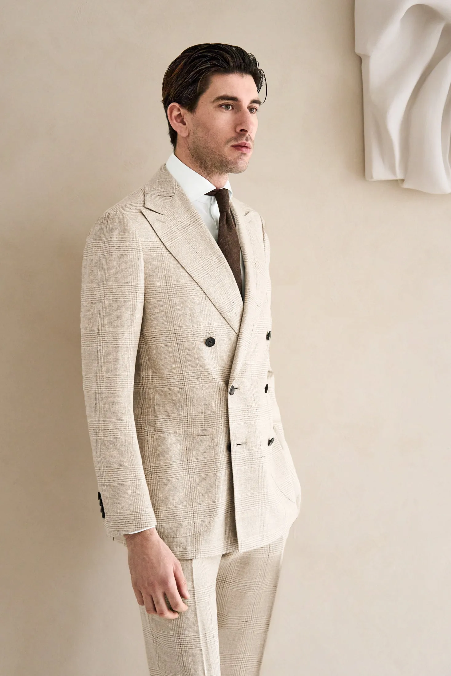 New Suitsupply Havana Light Brown Check Wool, Silk and Linen Suit - Many Sizes Available