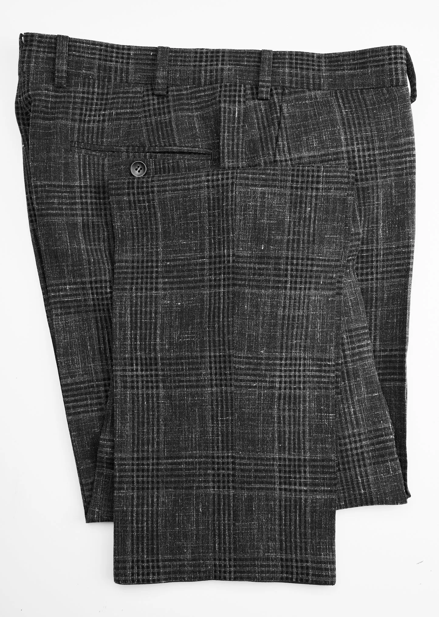 New Suitsupply Lazio Dark Gray Check Wool, Silk and Linen Suit - Size 44R