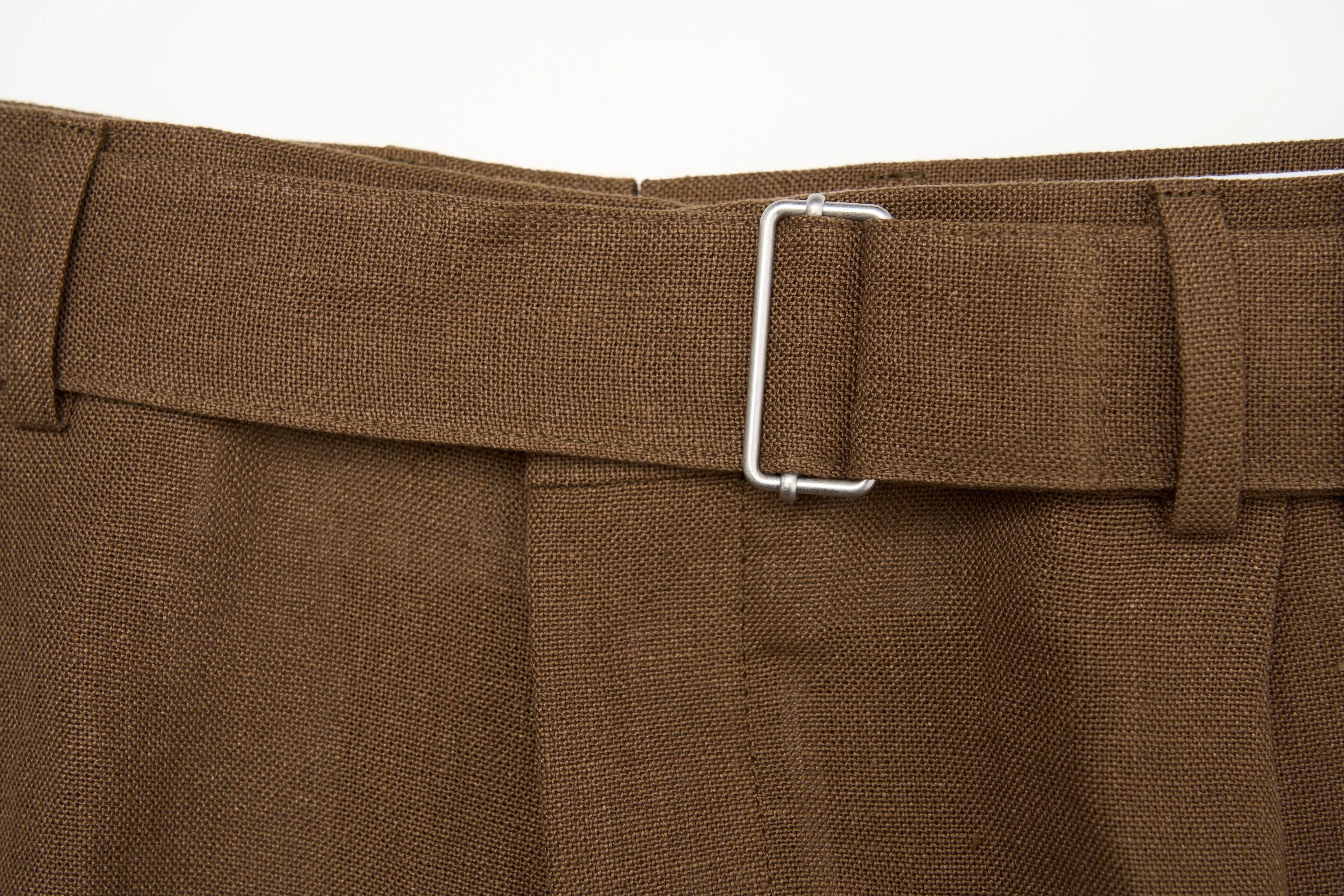 New Suitsupply Roma Tobacco Brown Pure Linen Casual Fit Wide Leg Suit - Size 42R