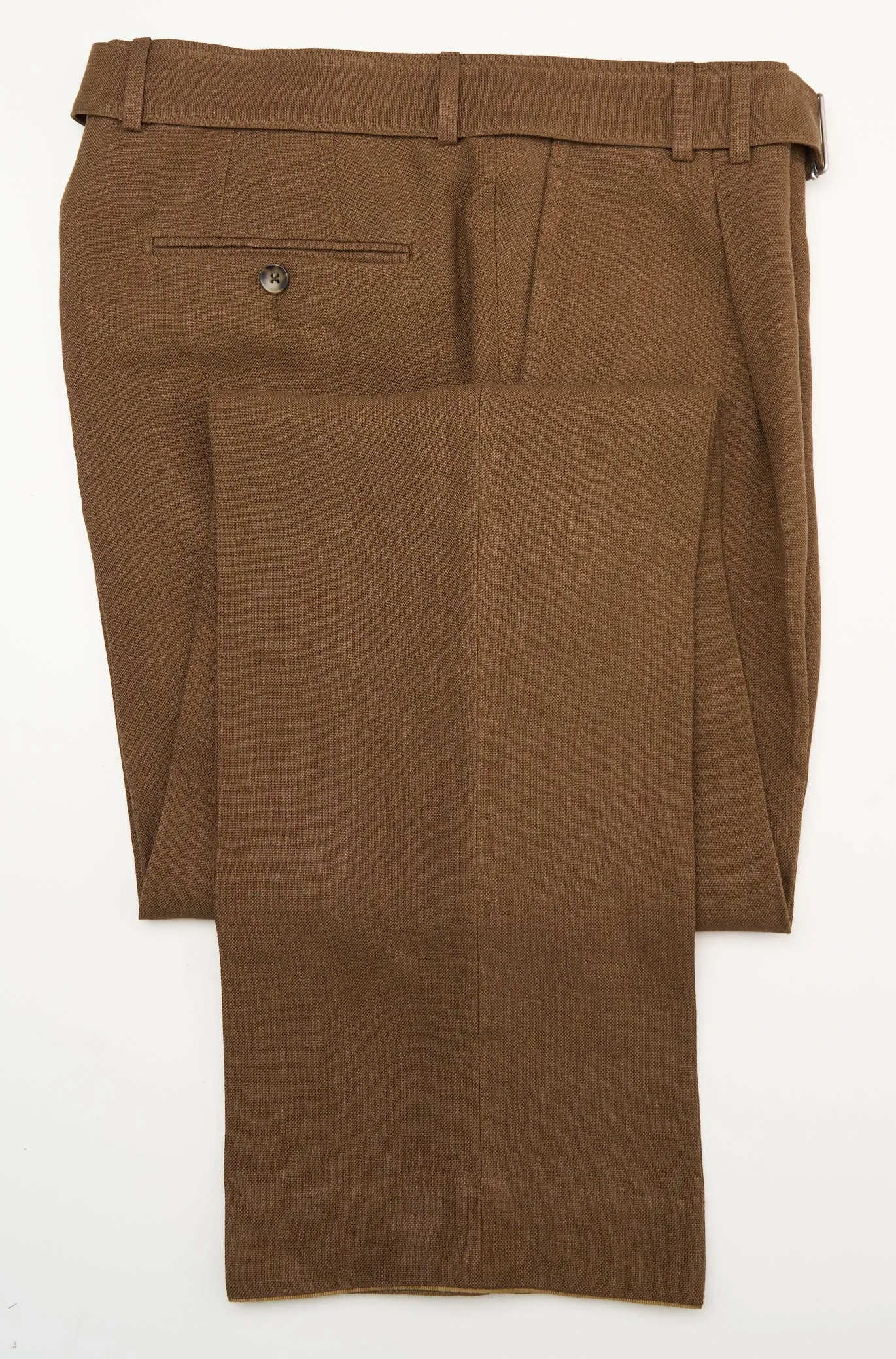 New Suitsupply Roma Tobacco Brown Pure Linen Casual Fit Wide Leg Suit - Size 42R