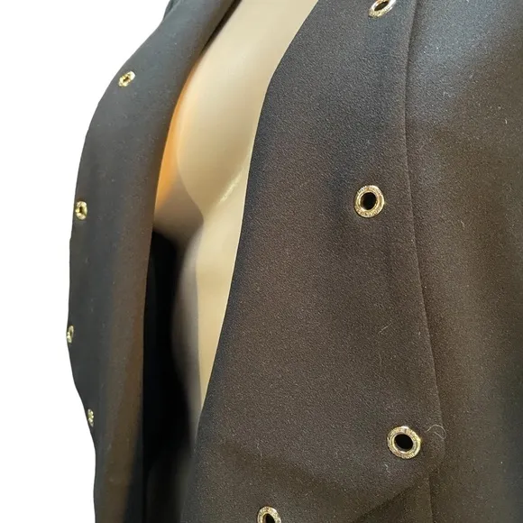 Nine West long sleeve black Eyelet lapel fitted stretch open blazer size medium