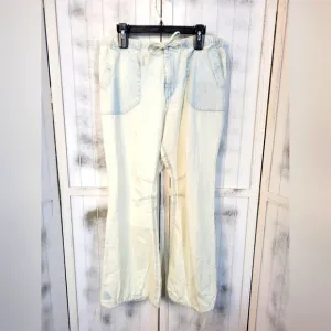 NWOT Free People Light Wash Blue Relaxed Pants Drawstring Cuffs and Waist Large