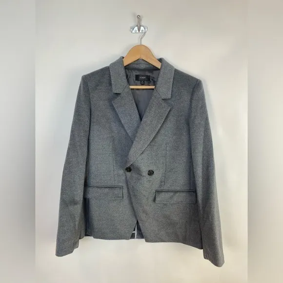 NWOT J. Crew Devon wool blend blazer in drapey flannel Size 14 Heather G…