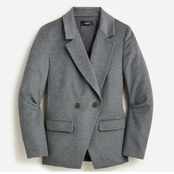 NWOT J. Crew Devon wool blend blazer in drapey flannel Size 14 Heather G…