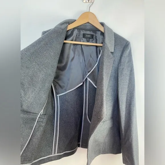 NWOT J. Crew Devon wool blend blazer in drapey flannel Size 14 Heather G…