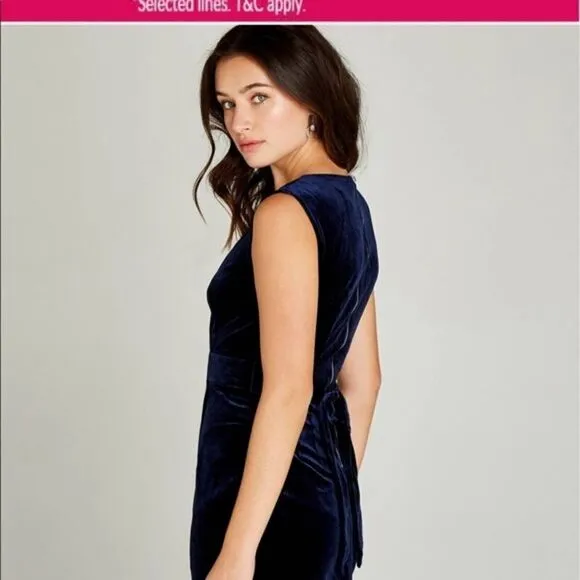 ❤️NWT APRICOT Navy Blue Velvet Cocktail Dress