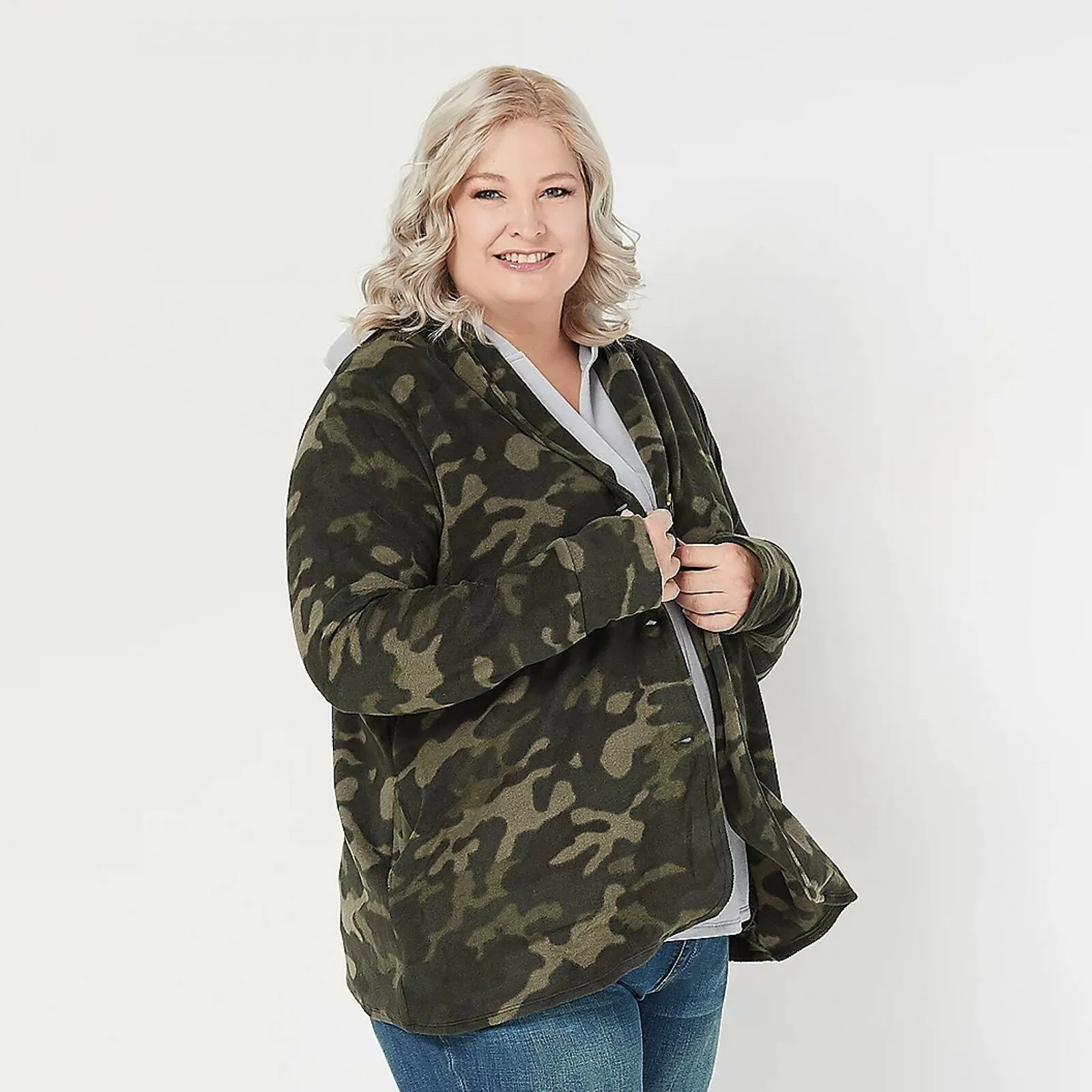 NWT Cuddl Duds Women's Fleecewear Button Front Blazer Cardigan. A369667-Reg M
