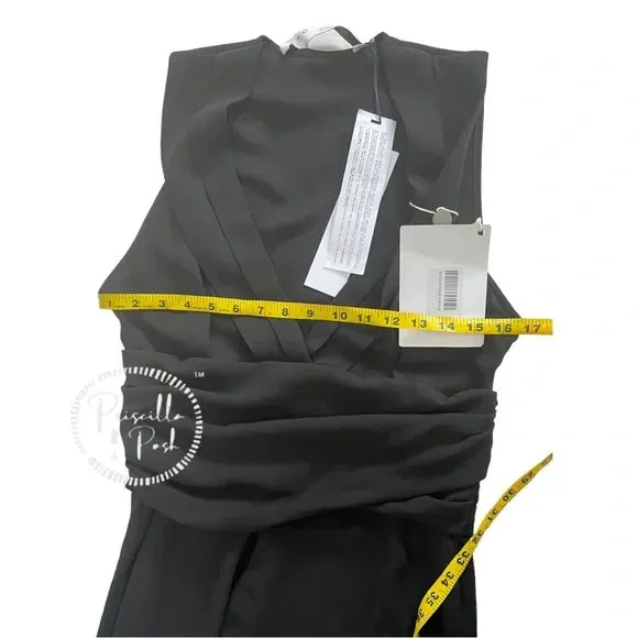 NWT IRO Biron Black Dress V Neck Pleated Draped Babydoll V-Neck Cocktail