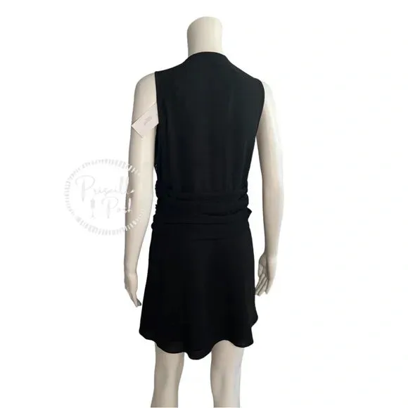 NWT IRO Biron Black Dress V Neck Pleated Draped Babydoll V-Neck Cocktail