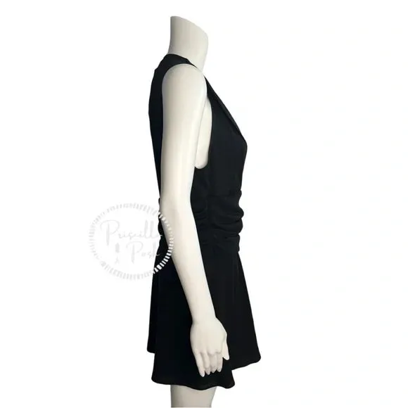 NWT IRO Biron Black Dress V Neck Pleated Draped Babydoll V-Neck Cocktail