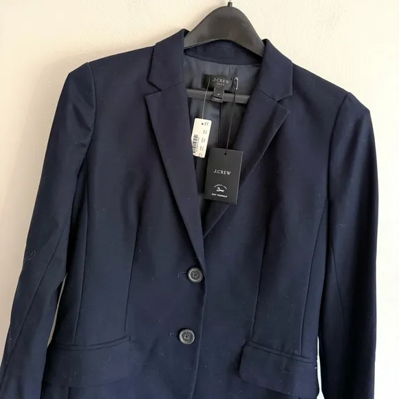 NWT J.Crew schoolboy Blazer Womens 1035 Navy Two Button Front Superfine Cotton 4