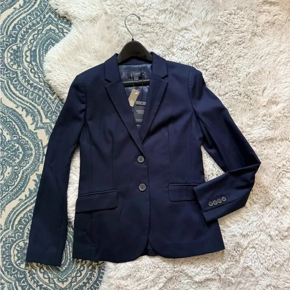 NWT J.Crew schoolboy Blazer Womens 1035 Navy Two Button Front Superfine Cotton 4