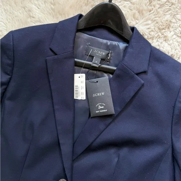 NWT J.Crew schoolboy Blazer Womens 1035 Navy Two Button Front Superfine Cotton 4