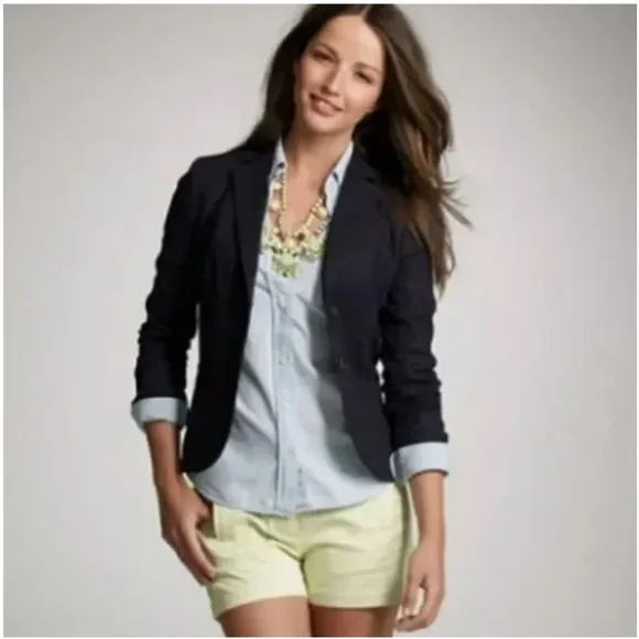 NWT J.Crew schoolboy Blazer Womens 1035 Navy Two Button Front Superfine Cotton 4