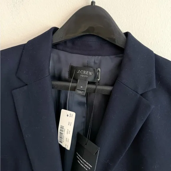 NWT J.Crew schoolboy Blazer Womens 1035 Navy Two Button Front Superfine Cotton 4