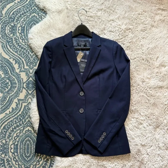 NWT J.Crew schoolboy Blazer Womens 1035 Navy Two Button Front Superfine Cotton 4