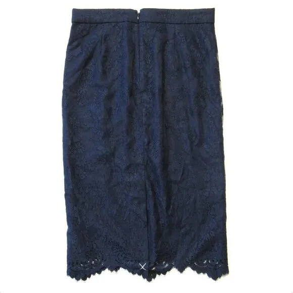 NWT J.Crew Tall Pencil in Navy Chantilly Lace Straight Scalloped Hem Skirt 4T