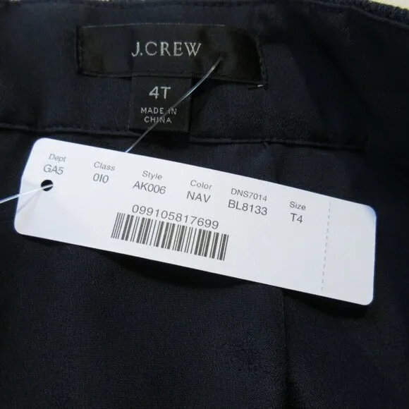 NWT J.Crew Tall Pencil in Navy Chantilly Lace Straight Scalloped Hem Skirt 4T