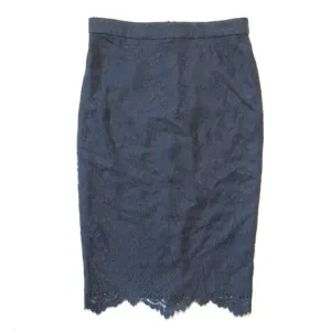 NWT J.Crew Tall Pencil in Navy Chantilly Lace Straight Scalloped Hem Skirt 4T