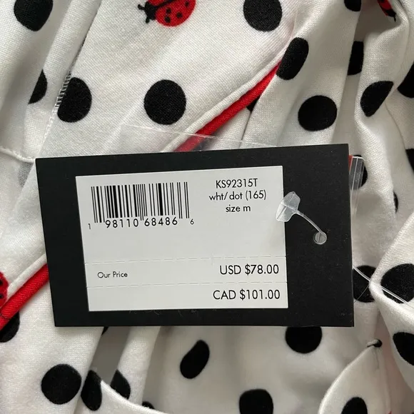NWT Kate Spade 2PC Ladybug Polka Dots Pajama Sets S, M, XL