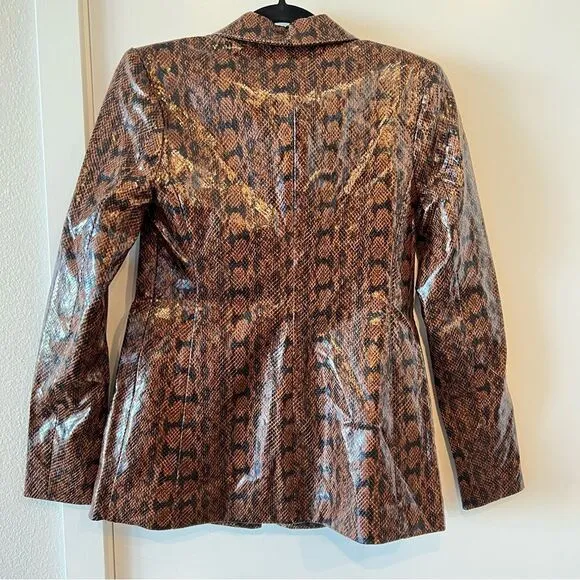 NWT WeWoreWhat Danielle Bernstein Faux Leather Snake Skin Button Down Blazer XS