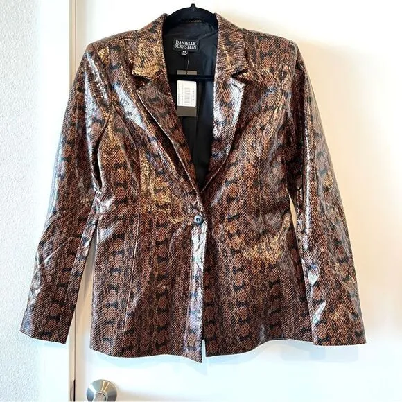 NWT WeWoreWhat Danielle Bernstein Faux Leather Snake Skin Button Down Blazer XS