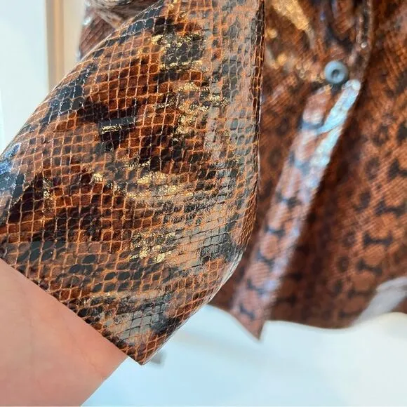 NWT WeWoreWhat Danielle Bernstein Faux Leather Snake Skin Button Down Blazer XS