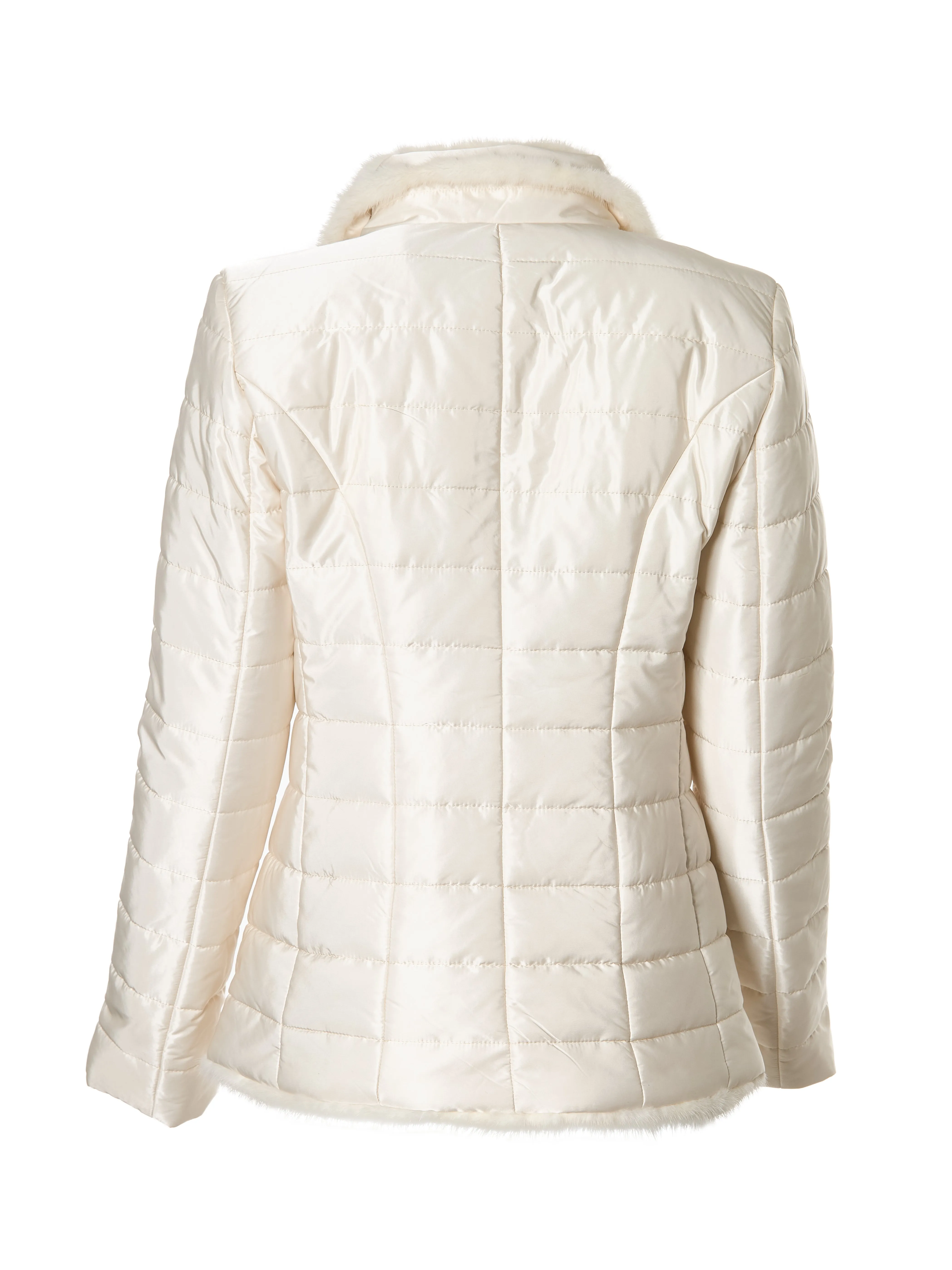 Nylon Jacket with Detachable Mink Bodice Off White