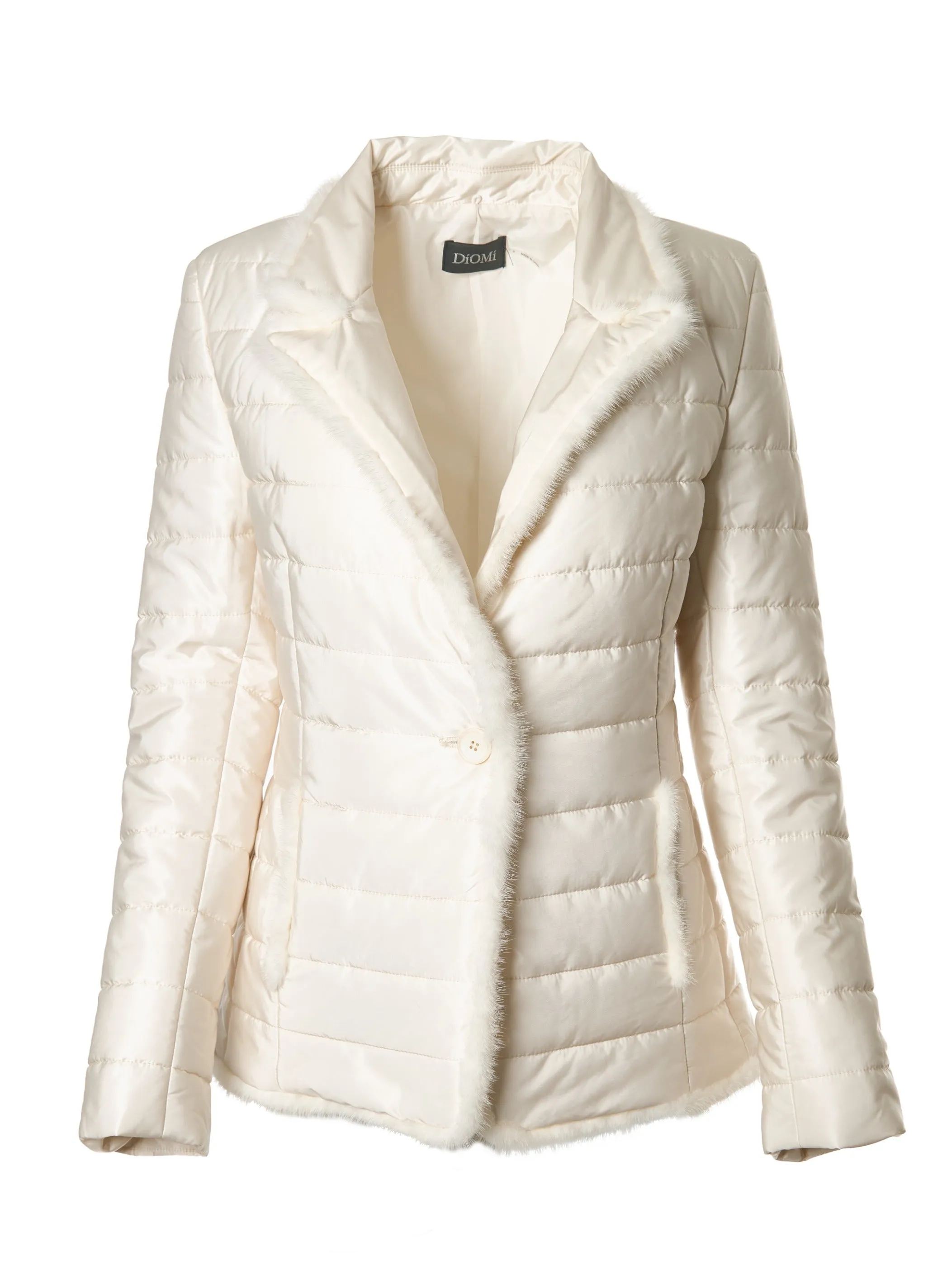 Nylon Jacket with Detachable Mink Bodice Off White