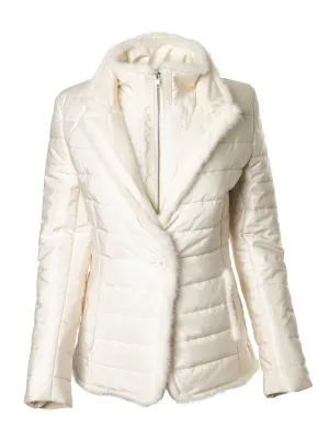 Nylon Jacket with Detachable Mink Bodice Off White