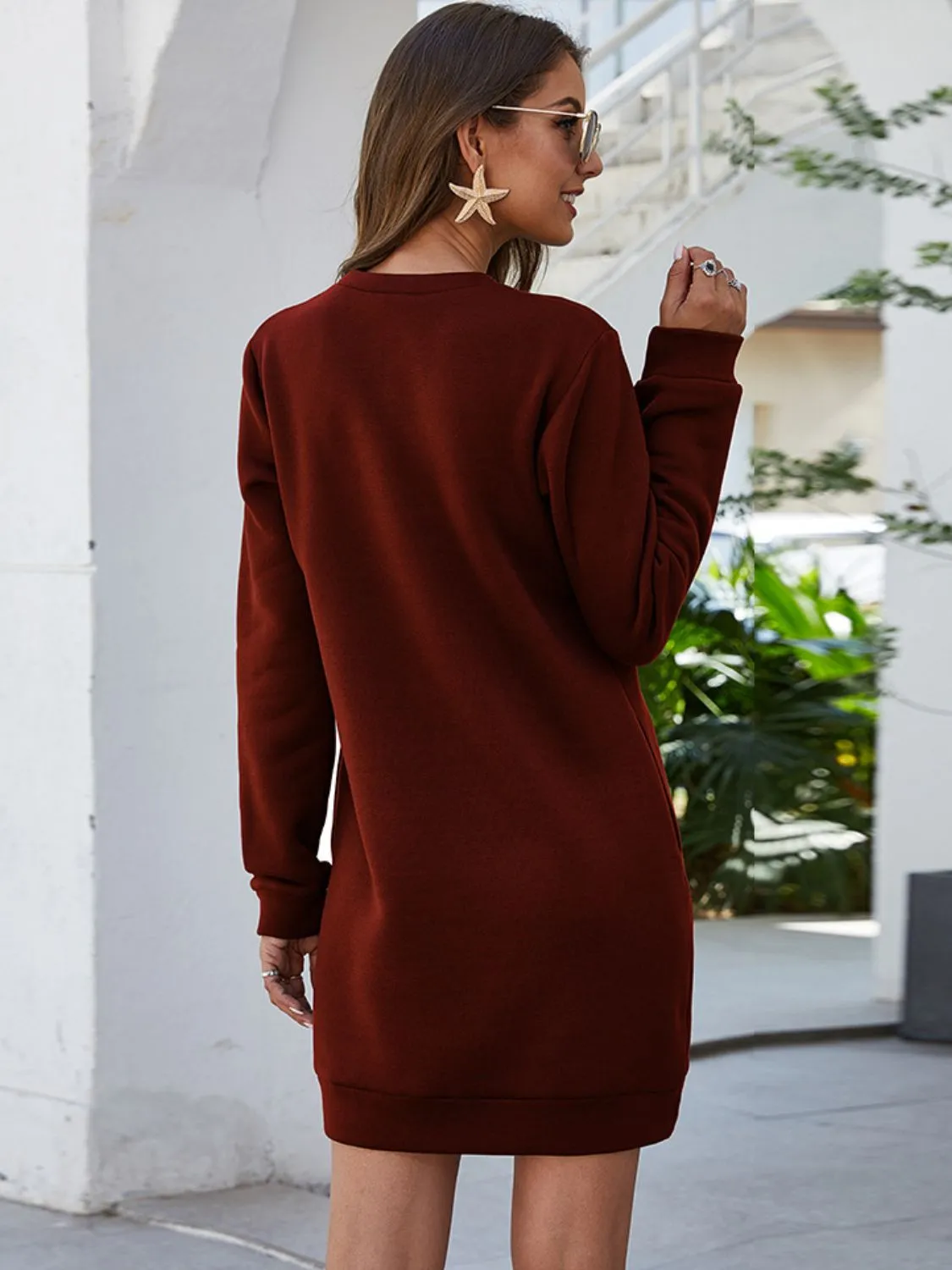 On the Go Long Sleeve Mini Dress with Pockets