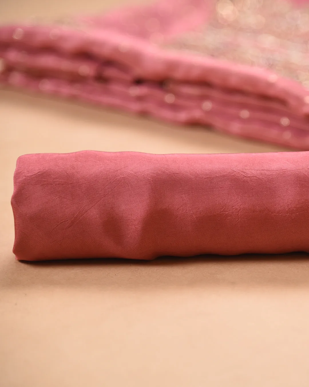 Onion Pink Silk Viscose Blend Woven With Embroidery Unstitched Suit Fabric Set With Tissue Silk Woven With Printed Dupatta