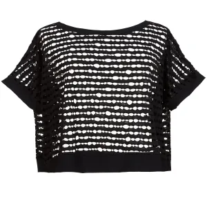 Open Knit Short Sleeve Boxy Top