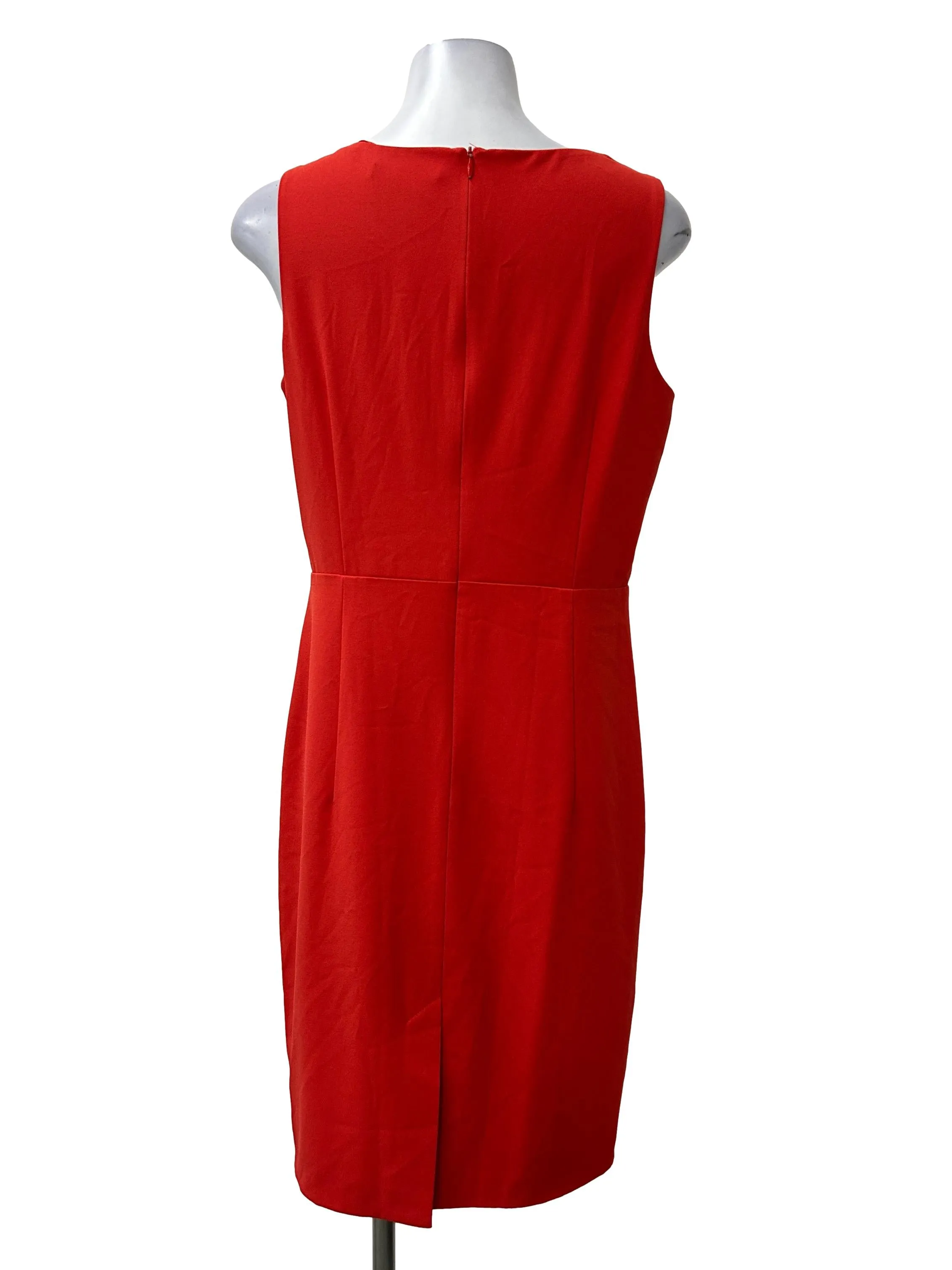 Orange Scoop Neck Sleeveless Pleated Dress
