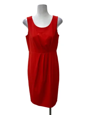 Orange Scoop Neck Sleeveless Pleated Dress