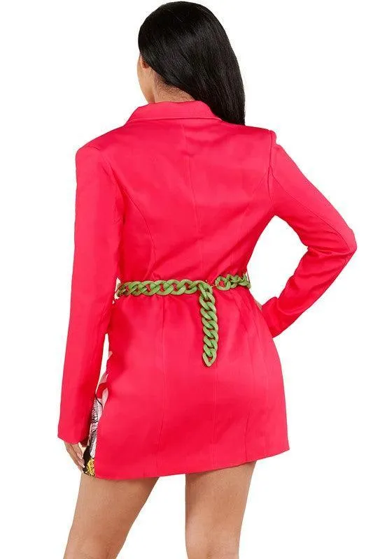 PALM PRINT BLAZER DRESS