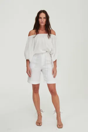 Parker Tailored Linen Short White