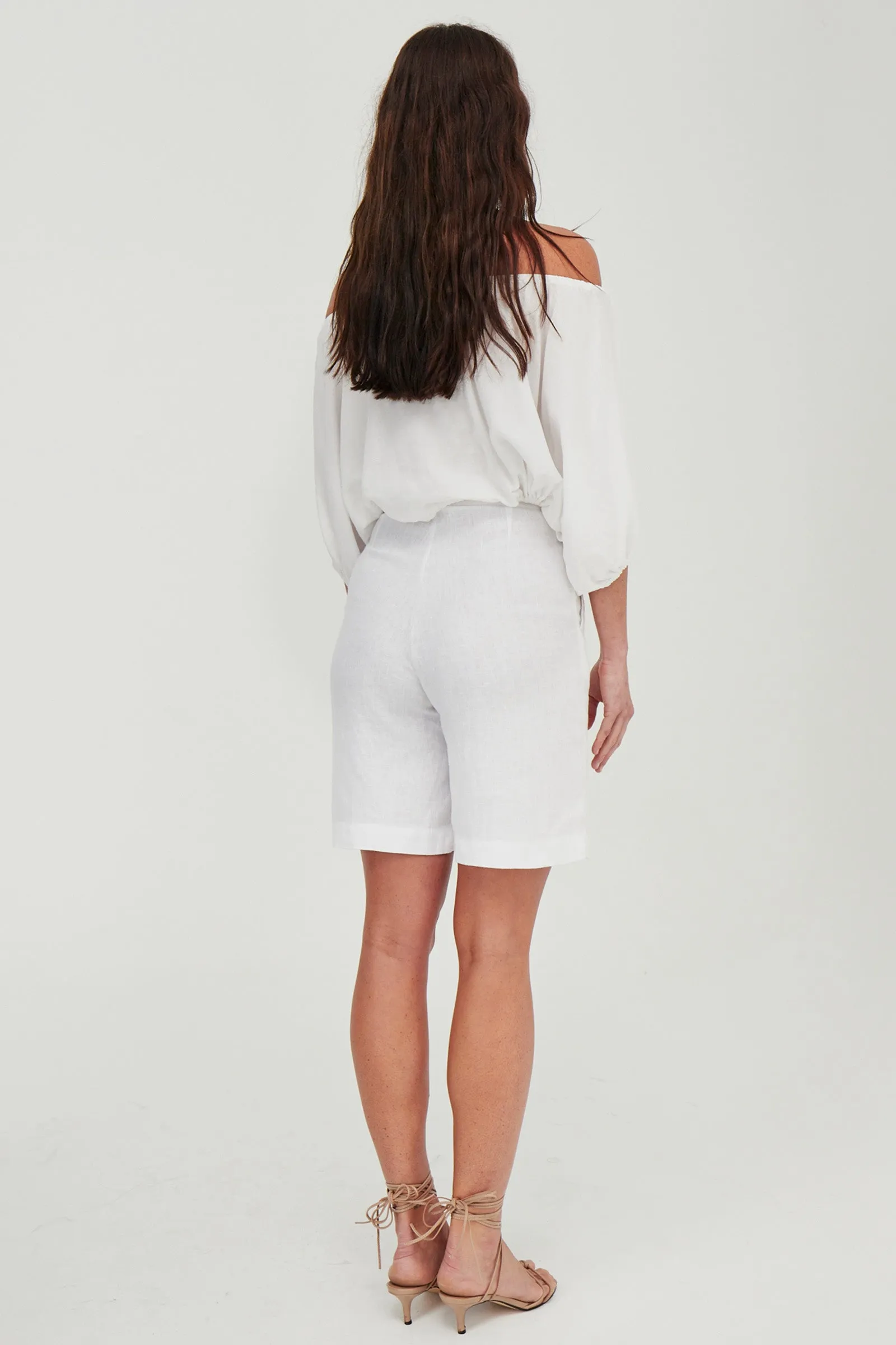 Parker Tailored Linen Short White