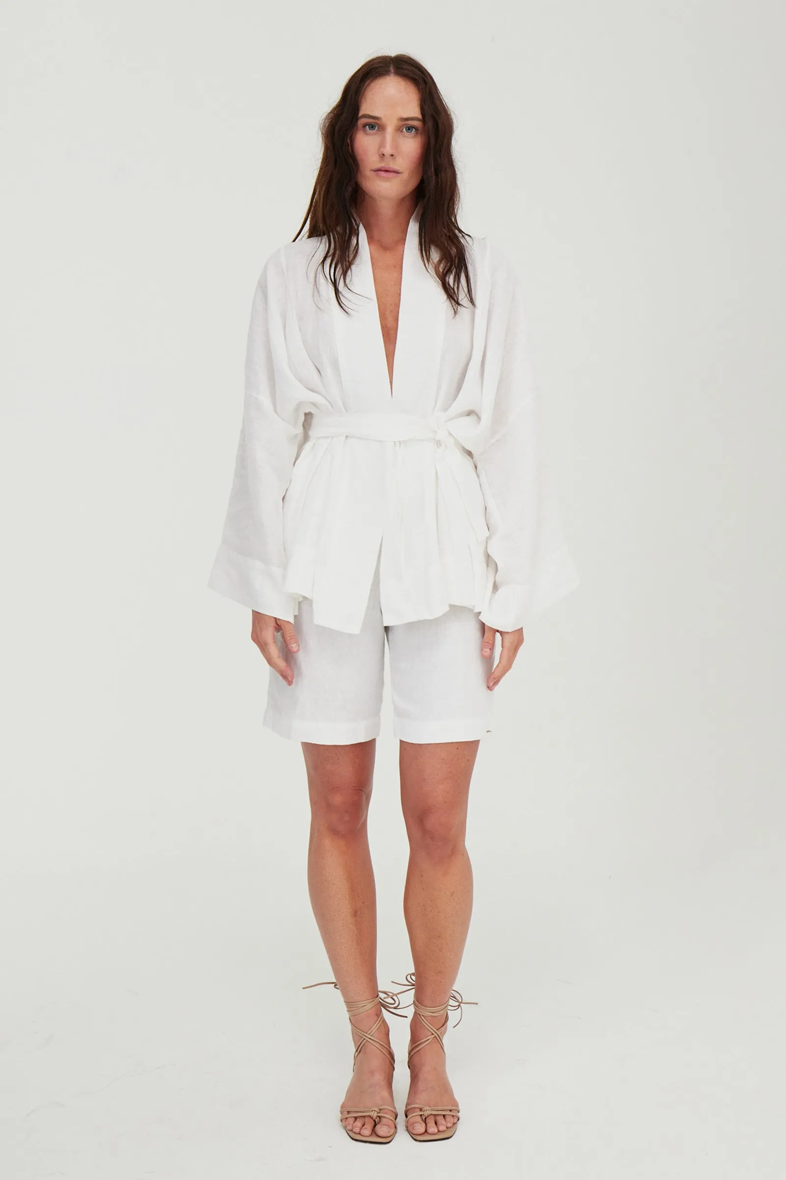 Parker Tailored Linen Short White