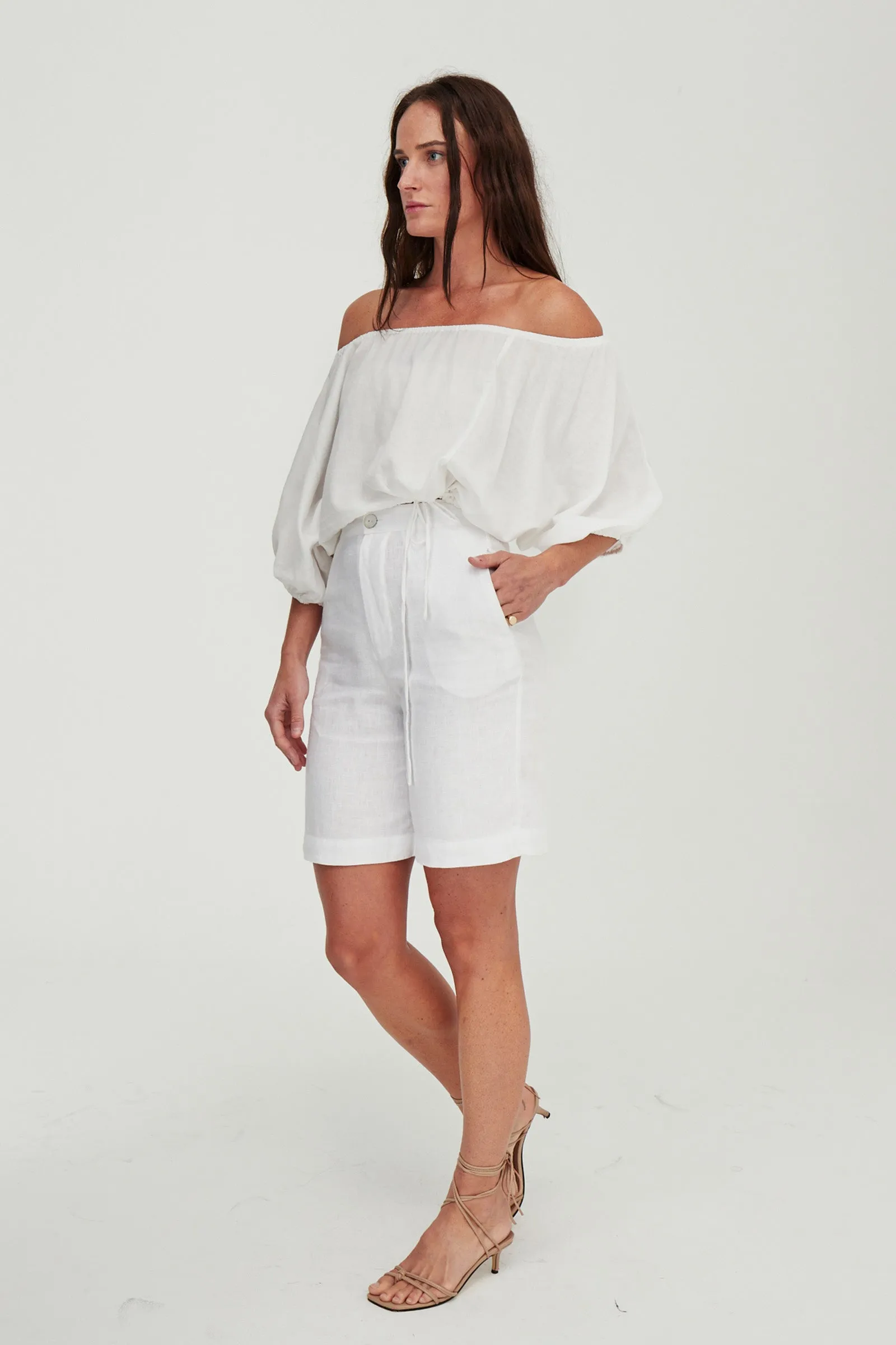 Parker Tailored Linen Short White