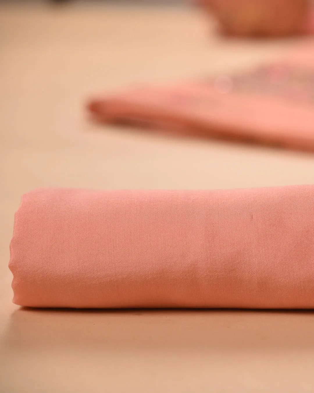 Peach Muslin Blend Printed Unstitched Suit Fabric Set With Muslin Dupatta